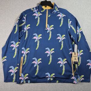 Chubbies 1/4 Zip Pullover Small Palm Tree Print All Over Stretch Performance Gol